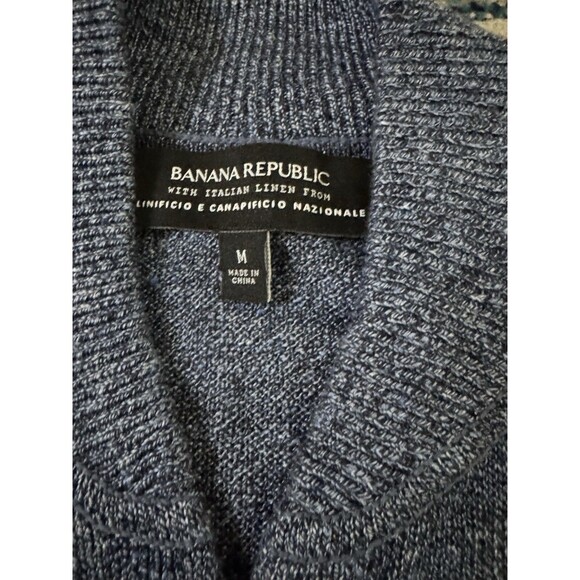 Banana Republic Full Zip Sweater 100% Linen Linificio E Canapificio Men’s M‎ - Picture 4 of 6